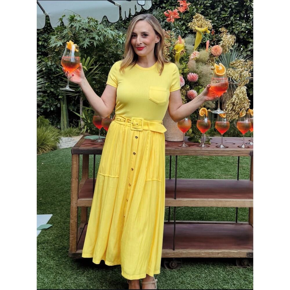 Ramy Brook Sylvie Combo Dress yellow size medium